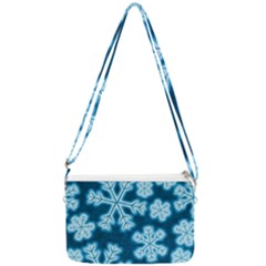 Snowflakes And Star Patterns Blue Frost Double Gusset Crossbody Bag by artworkshop