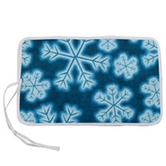 Snowflakes And Star Patterns Blue Frost Pen Storage Case (l) by artworkshop