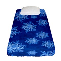 Snowflakes And Star Patterns Blue Snow Fitted Sheet (single Size) by artworkshop