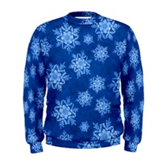 Snowflakes And Star Patterns Blue Snow Men s Sweatshirt by artworkshop