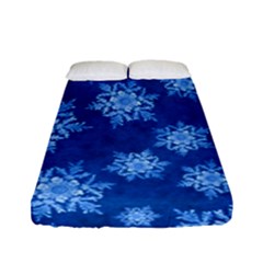 Snowflakes And Star Patterns Blue Snow Fitted Sheet (full/ Double Size) by artworkshop