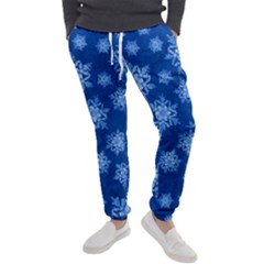 Snowflakes And Star Patterns Blue Snow Men s Jogger Sweatpants by artworkshop