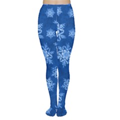 Snowflakes And Star Patterns Blue Snow Tights by artworkshop