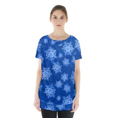 Snowflakes And Star Patterns Blue Snow Skirt Hem Sports Top by artworkshop