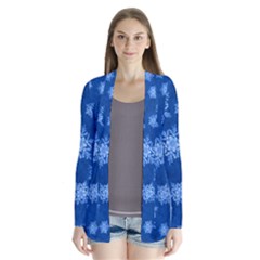 Snowflakes And Star Patterns Blue Snow Drape Collar Cardigan by artworkshop