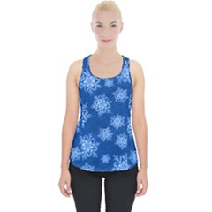 Snowflakes And Star Patterns Blue Snow Piece Up Tank Top by artworkshop