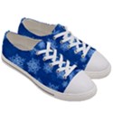 Snowflakes And Star Patterns Blue Snow Women s Low Top Canvas Sneakers View3