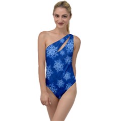 Snowflakes And Star Patterns Blue Snow To One Side Swimsuit by artworkshop