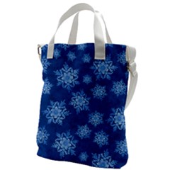 Snowflakes And Star Patterns Blue Snow Canvas Messenger Bag by artworkshop