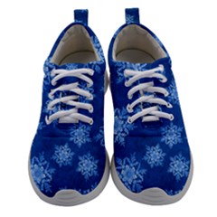 Snowflakes And Star Patterns Blue Snow Women Athletic Shoes by artworkshop