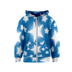 Snowflakes And Star Patterns Blue Stars Kids  Zipper Hoodie by artworkshop