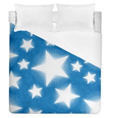 Snowflakes And Star Patterns Blue Stars Duvet Cover (queen Size) by artworkshop