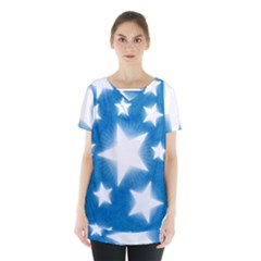 Snowflakes And Star Patterns Blue Stars Skirt Hem Sports Top by artworkshop