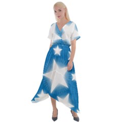 Snowflakes And Star Patterns Blue Stars Cross Front Sharkbite Hem Maxi Dress by artworkshop