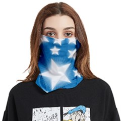 Snowflakes And Star Patterns Blue Stars Face Covering Bandana (two Sides)