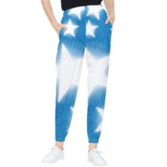 Snowflakes And Star Patterns Blue Stars Tapered Pants by artworkshop