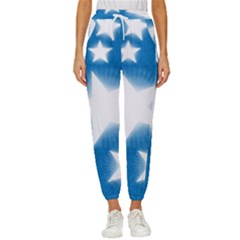 Snowflakes And Star Patterns Blue Stars Cropped Drawstring Pants by artworkshop