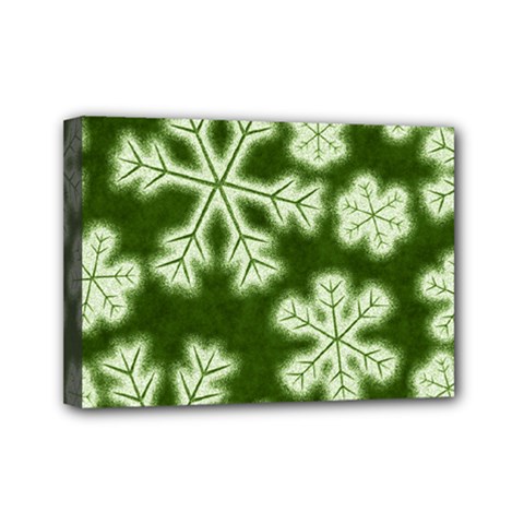 Snowflakes And Star Patterns Green Frost Mini Canvas 7  X 5  (stretched) by artworkshop