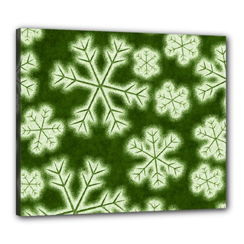 Snowflakes And Star Patterns Green Frost Canvas 24  X 20  (stretched) by artworkshop