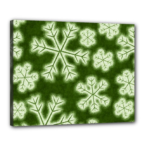 Snowflakes And Star Patterns Green Frost Canvas 20  X 16  (stretched) by artworkshop