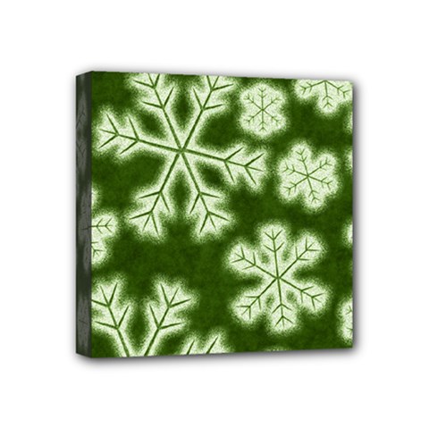 Snowflakes And Star Patterns Green Frost Mini Canvas 4  X 4  (stretched) by artworkshop