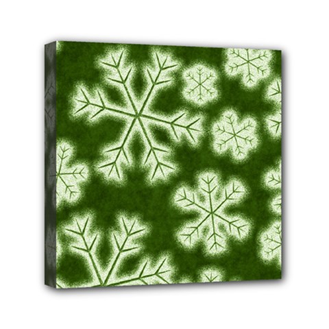 Snowflakes And Star Patterns Green Frost Mini Canvas 6  X 6  (stretched) by artworkshop