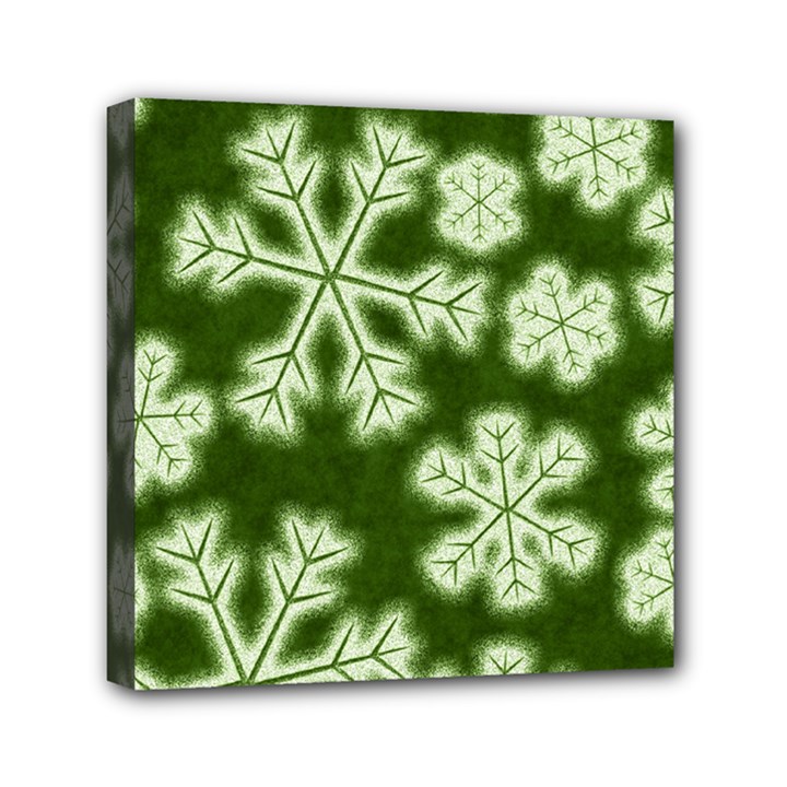 Snowflakes And Star Patterns Green Frost Mini Canvas 6  x 6  (Stretched)