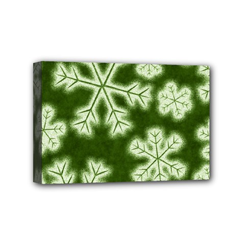 Snowflakes And Star Patterns Green Frost Mini Canvas 6  X 4  (stretched) by artworkshop