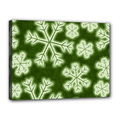 Snowflakes And Star Patterns Green Frost Canvas 16  X 12  (stretched) by artworkshop