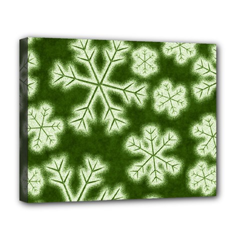 Snowflakes And Star Patterns Green Frost Deluxe Canvas 20  X 16  (stretched) by artworkshop