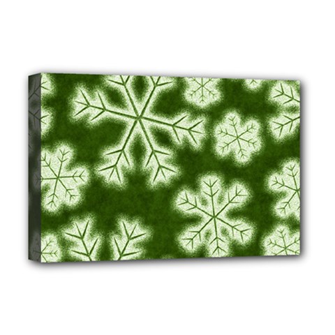 Snowflakes And Star Patterns Green Frost Deluxe Canvas 18  X 12  (stretched) by artworkshop