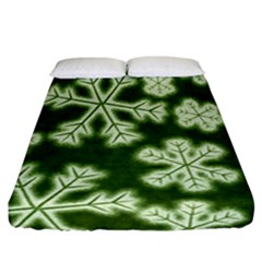 Snowflakes And Star Patterns Green Frost Fitted Sheet (california King Size) by artworkshop