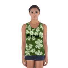 Snowflakes And Star Patterns Green Frost Sport Tank Top  by artworkshop