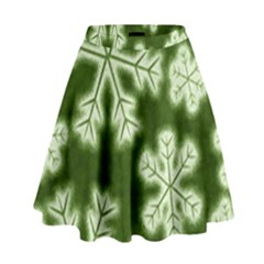 Snowflakes And Star Patterns Green Frost High Waist Skirt by artworkshop