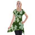 Snowflakes And Star Patterns Green Frost Short Sleeve Side Drop Tunic View1