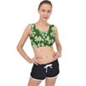 Snowflakes And Star Patterns Green Frost V-Back Sports Bra View1