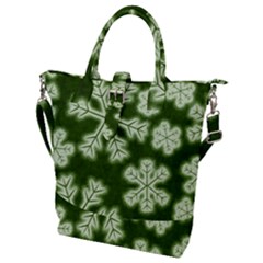 Snowflakes And Star Patterns Green Frost Buckle Top Tote Bag