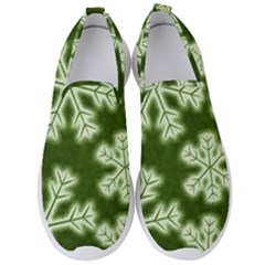 Snowflakes And Star Patterns Green Frost Men s Slip On Sneakers by artworkshop