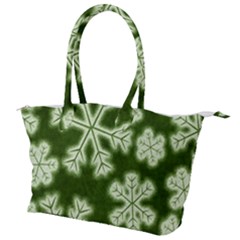 Snowflakes And Star Patterns Green Frost Canvas Shoulder Bag by artworkshop