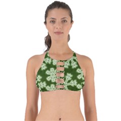 Snowflakes And Star Patterns Green Frost Perfectly Cut Out Bikini Top