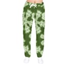 Snowflakes And Star Patterns Green Frost Women velvet Drawstring Pants View1