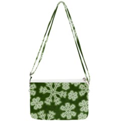 Snowflakes And Star Patterns Green Frost Double Gusset Crossbody Bag by artworkshop