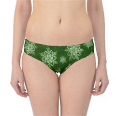 Snowflakes And Star Patterns Green Snow Hipster Bikini Bottoms by artworkshop