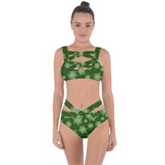 Snowflakes And Star Patterns Green Snow Bandaged Up Bikini Set  by artworkshop