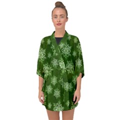 Snowflakes And Star Patterns Green Snow Half Sleeve Chiffon Kimono by artworkshop