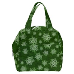 Snowflakes And Star Patterns Green Snow Boxy Hand Bag by artworkshop