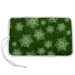 Snowflakes And Star Patterns Green Snow Pen Storage Case (s) by artworkshop