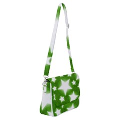 Snowflakes And Star Patterns Green Stars Shoulder Bag With Back Zipper