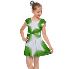 Snowflakes And Star Patterns Green Stars Kids  Cap Sleeve Dress