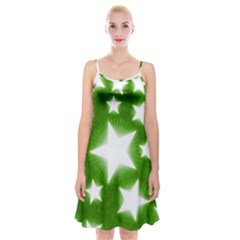 Snowflakes And Star Patterns Green Stars Spaghetti Strap Velvet Dress by artworkshop